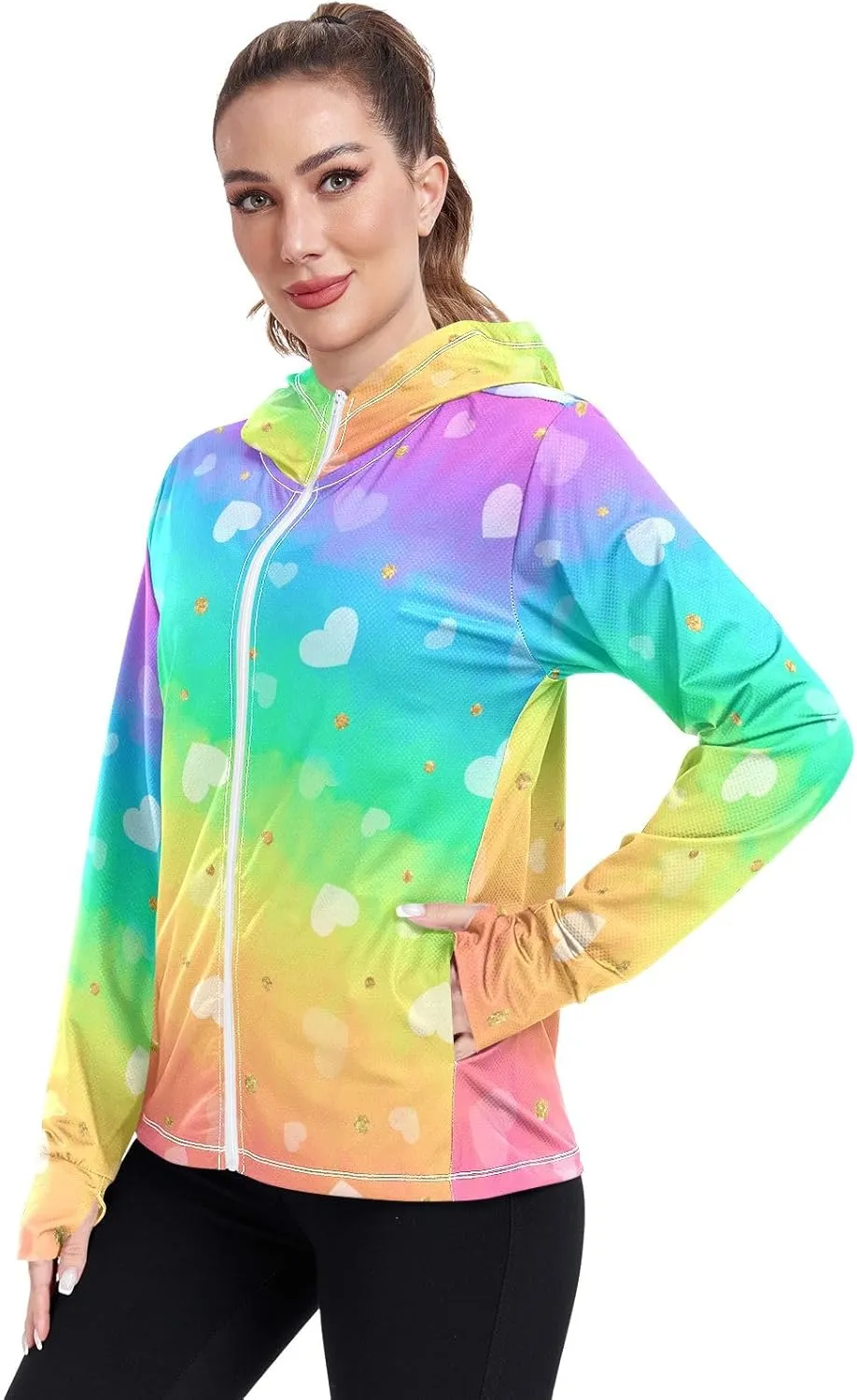 GAIGEO Girly Purple and Blue Ombre Women Jacket UPF 50  Lightweight Uv Protection Clothing Women, Breathable Fabric, S