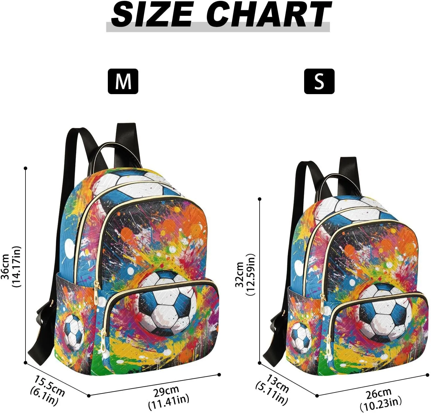 GAIGEO Rainbow Soccer Ball Fashionable Backpack, Womens Carry on Backpack, Fashionable Backpack for Women, M