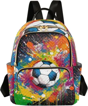 GAIGEO Rainbow Soccer Ball Fashionable Backpack, Womens Carry on Backpack, Fashionable Backpack for Women, M