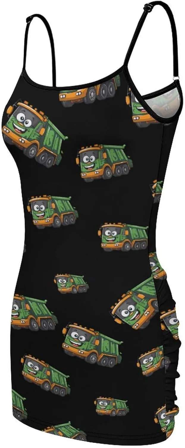 Garbage Truck Sexy Women's Sling Dress Summer Backless Tight Spaghetti Strap Dresses