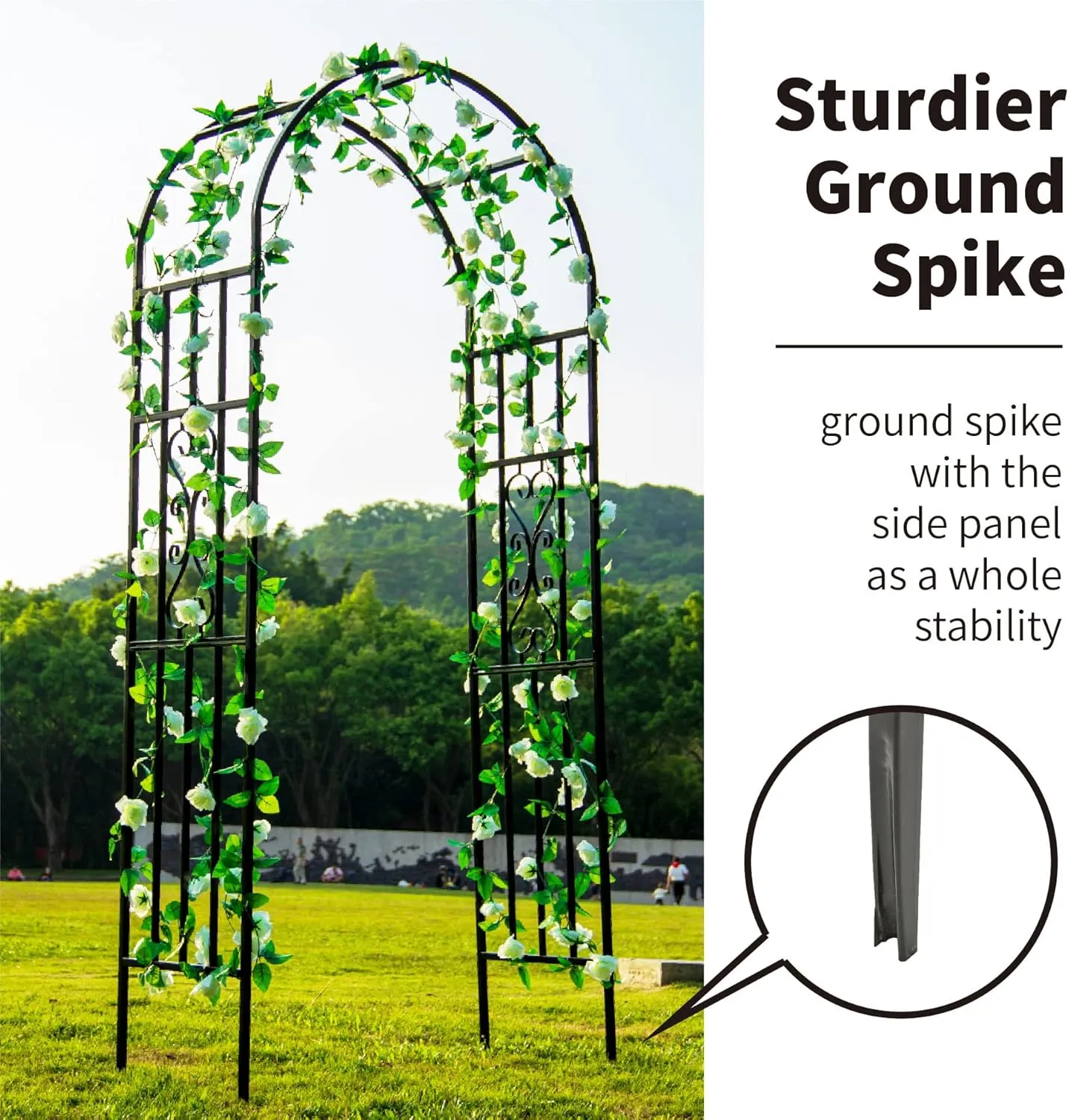 Garden Arches Arbors Curved Metal Enduring Iron Plants Trellis Stand Use for Outdoor Garden Arbor Climbing Plants Wedding Arches Ceremony