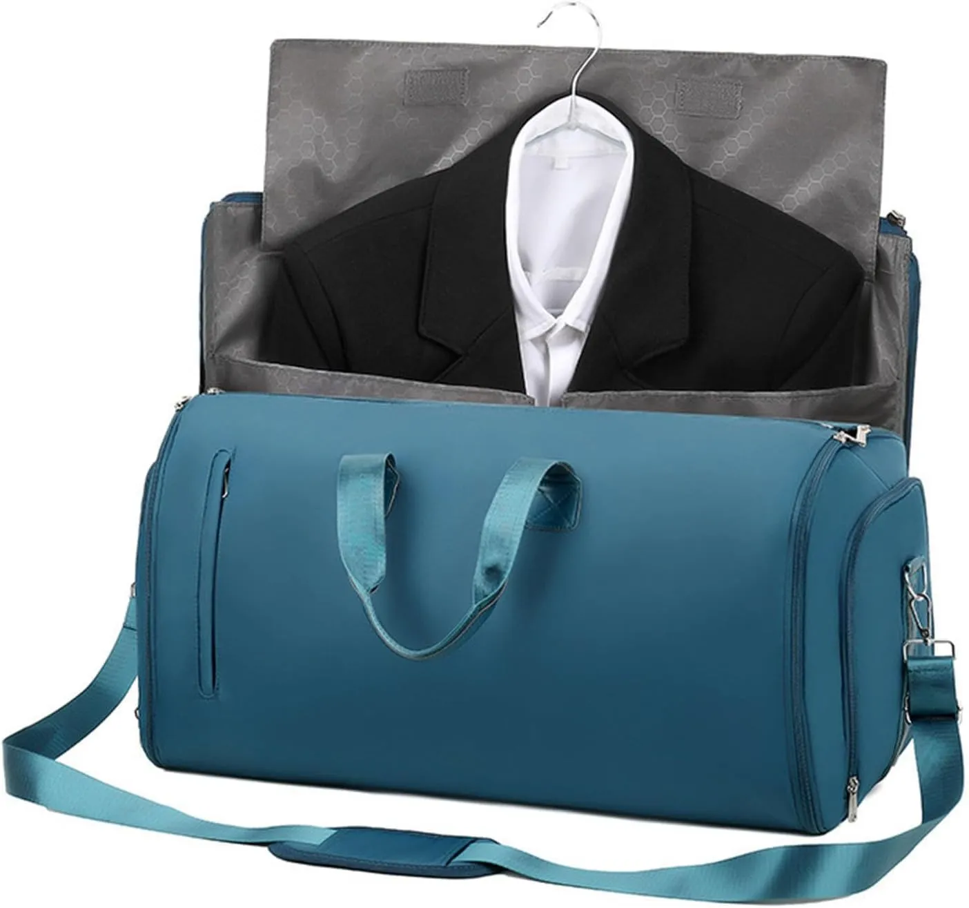 Garment Bag Weekender Bag Leather Duffle Bag for for Men Camping Hiking Outdoor, Blue