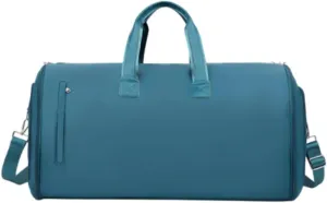 Garment Bag Weekender Bag Leather Duffle Bag for for Men Camping Hiking Outdoor, Blue