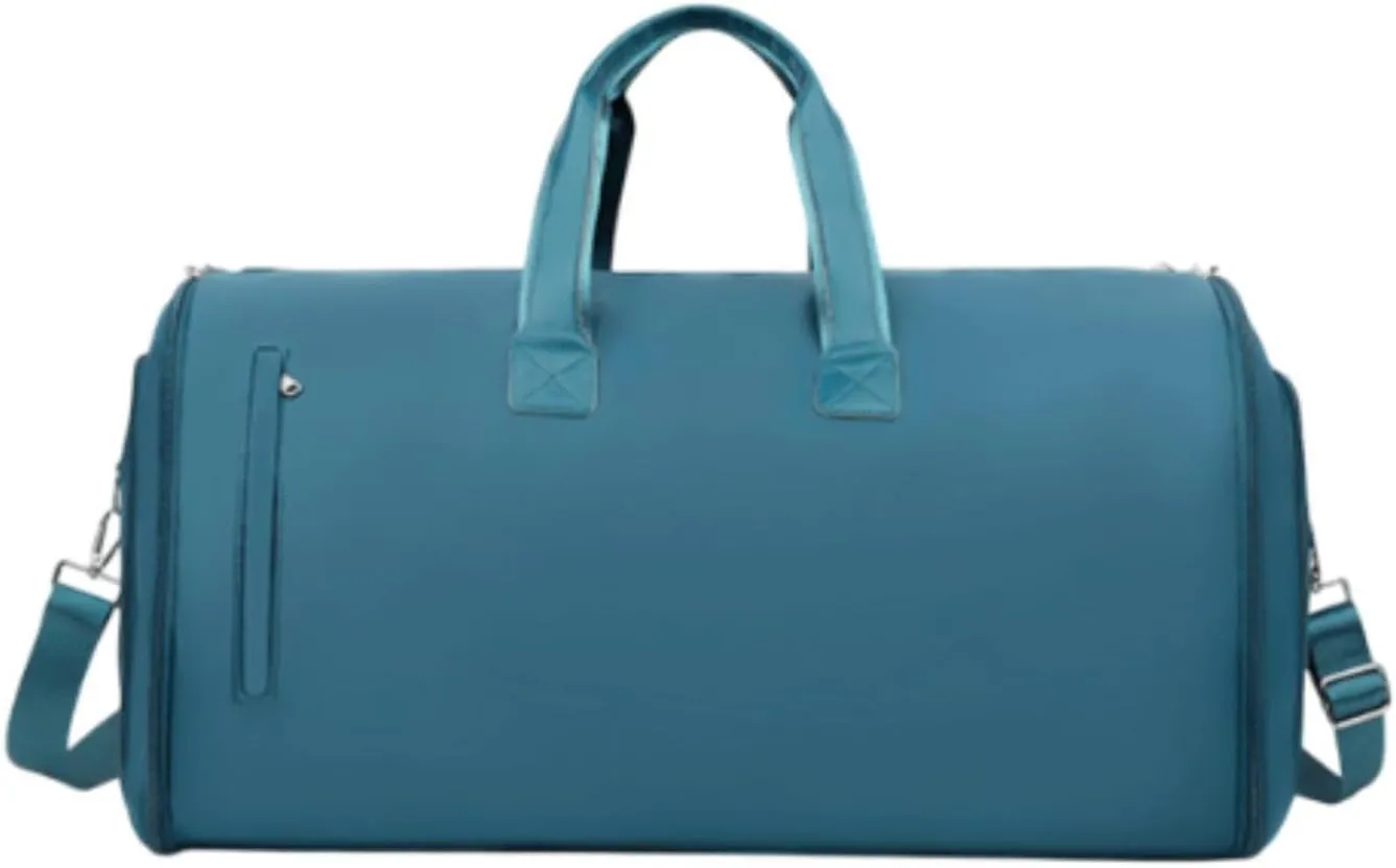 Garment Bag Weekender Bag Leather Duffle Bag for for Men Camping Hiking Outdoor, Blue
