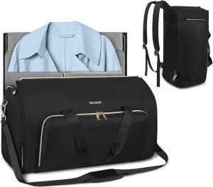 Garment Bags for Travel, Convertible Garment Duffle Bag with Shoulder and Backpack Straps for Men Women, 3 in 1 Suitcase Suit Travel Bag with 2 Shoes Cover for Wedding Weekend Work Trip