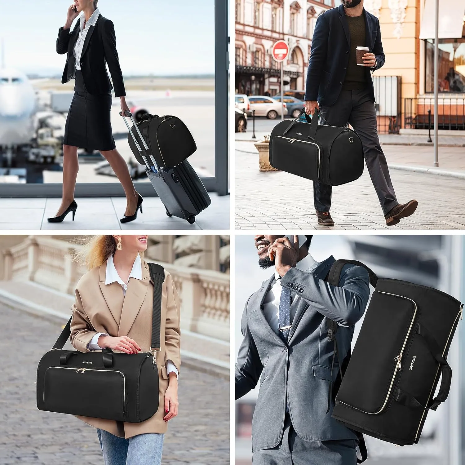 Garment Bags for Travel, Convertible Garment Duffle Bag with Shoulder and Backpack Straps for Men Women, 3 in 1 Suitcase Suit Travel Bag with 2 Shoes Cover for Wedding Weekend Work Trip