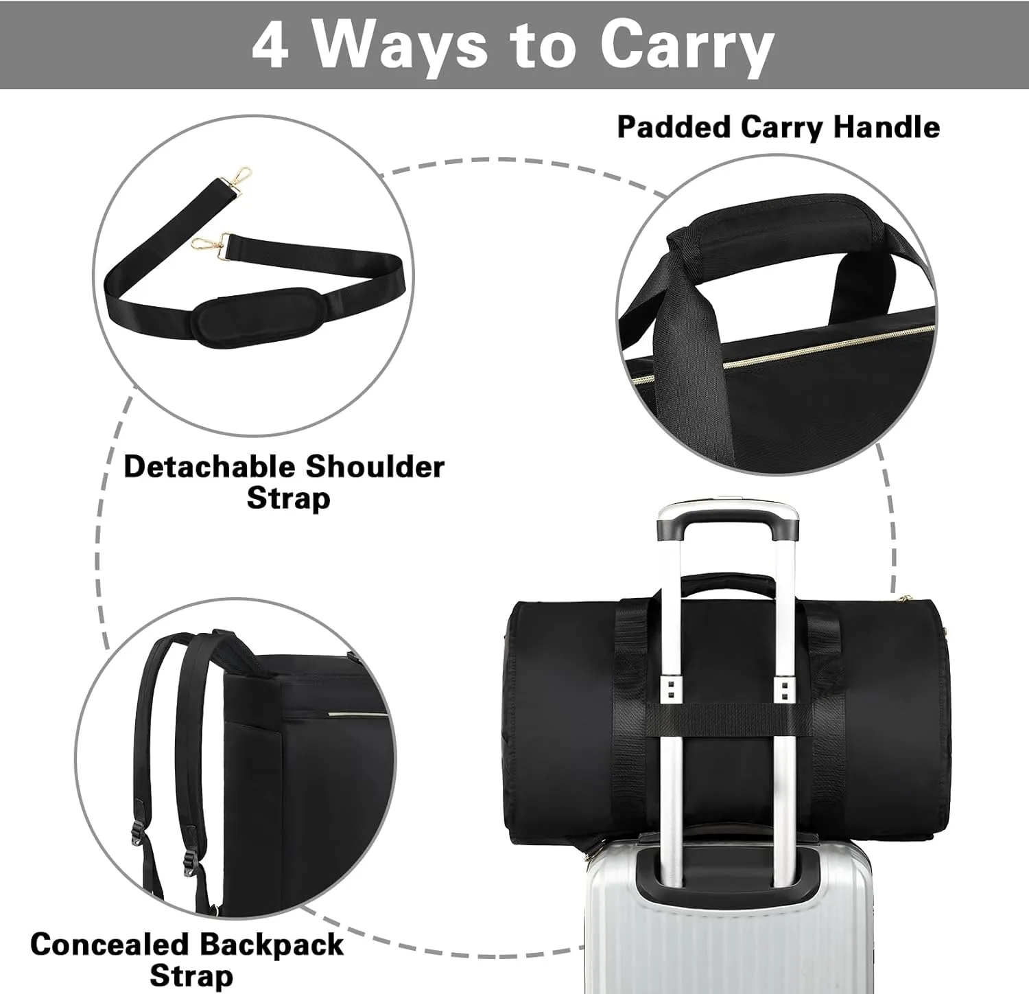 Garment Bags for Travel, Convertible Garment Duffle Bag with Shoulder and Backpack Straps for Men Women, 3 in 1 Suitcase Suit Travel Bag with 2 Shoes Cover for Wedding Weekend Work Trip