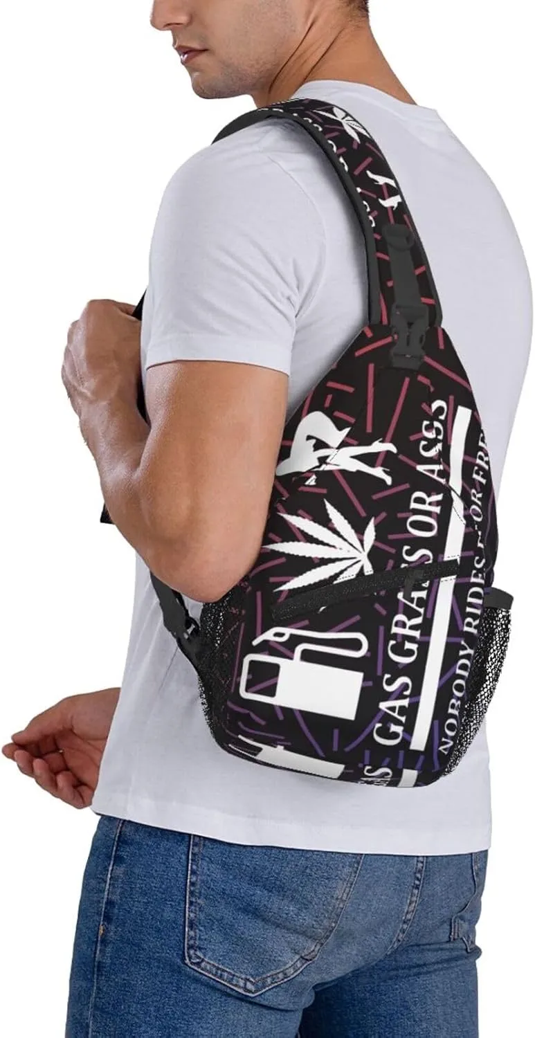 Gas Grass Or Ass Nobody Rides For Free Small Crossbody Backpack Sling Bag For Men Women Mini One Shoulder Chest Bags Gym Sport Travel Hiking Daypack