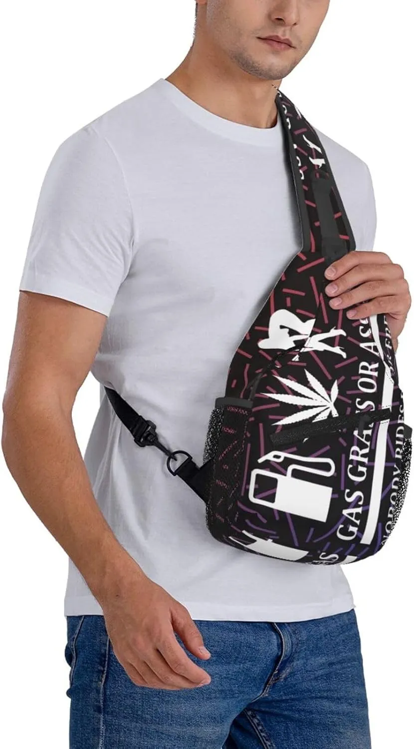 Gas Grass Or Ass Nobody Rides For Free Small Crossbody Backpack Sling Bag For Men Women Mini One Shoulder Chest Bags Gym Sport Travel Hiking Daypack