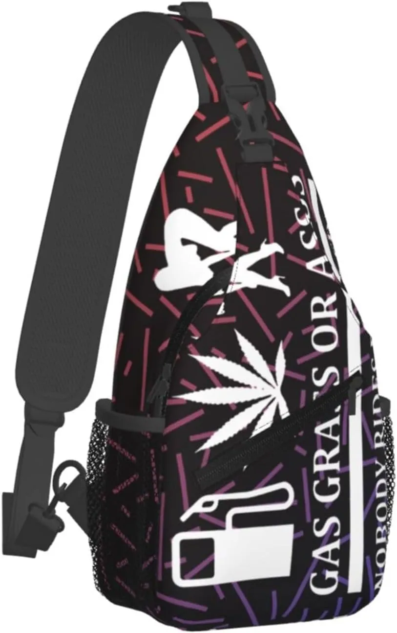 Gas Grass Or Ass Nobody Rides For Free Small Crossbody Backpack Sling Bag For Men Women Mini One Shoulder Chest Bags Gym Sport Travel Hiking Daypack