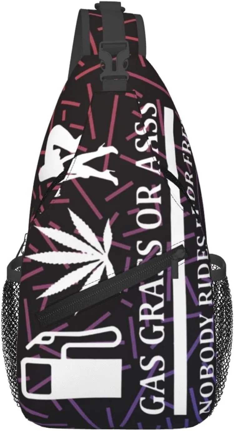 Gas Grass Or Ass Nobody Rides For Free Small Crossbody Backpack Sling Bag For Men Women Mini One Shoulder Chest Bags Gym Sport Travel Hiking Daypack