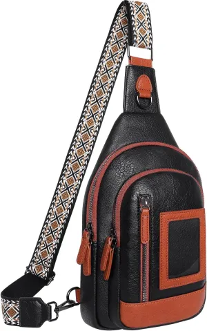 GEEAD Crossbody Sling Bags for Women Vegan Leather Fanny Pack Shoulder Bag Chest Bag Sling Backpack Small Travel Bag