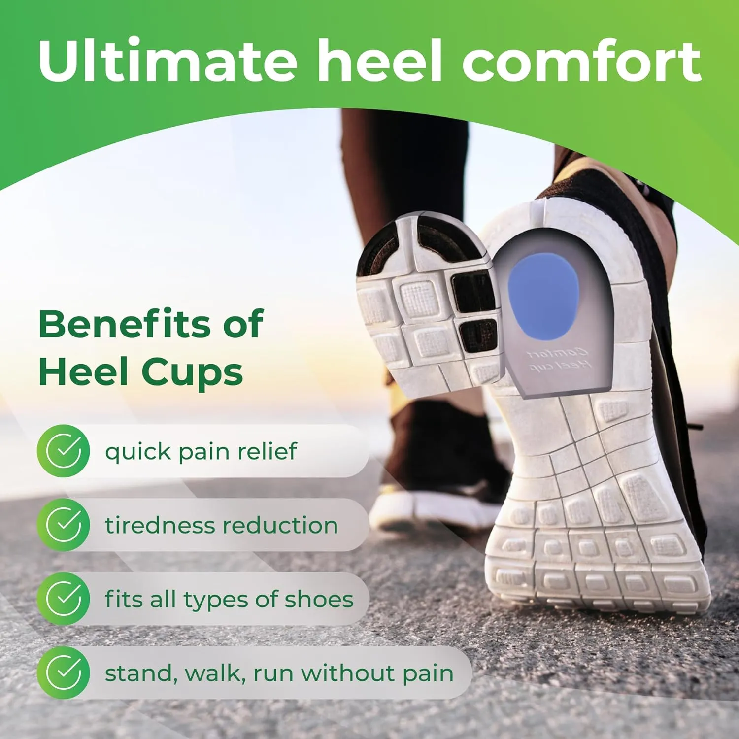 Gel Heel Pads, 6 Pack, FSA HSA Eligible, for Achilles Tendonitis, Shoe Wedge Inserts for Plantar Fasciitis, Bone Spur, Foot Pain Relief Support, Comfort Cushion Insoles for Women/Men