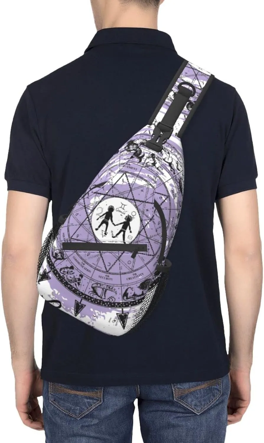 Gemini Sling Bag Personalized Constellations Chest Bag Travel Hiking Chest Bag Daypack Outdoor Sports Bag For Women Men