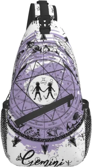Gemini Sling Bag Personalized Constellations Chest Bag Travel Hiking Chest Bag Daypack Outdoor Sports Bag For Women Men