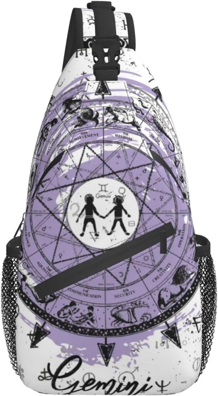 Gemini Sling Bag Personalized Constellations Chest Bag Travel Hiking Chest Bag Daypack Outdoor Sports Bag For Women Men