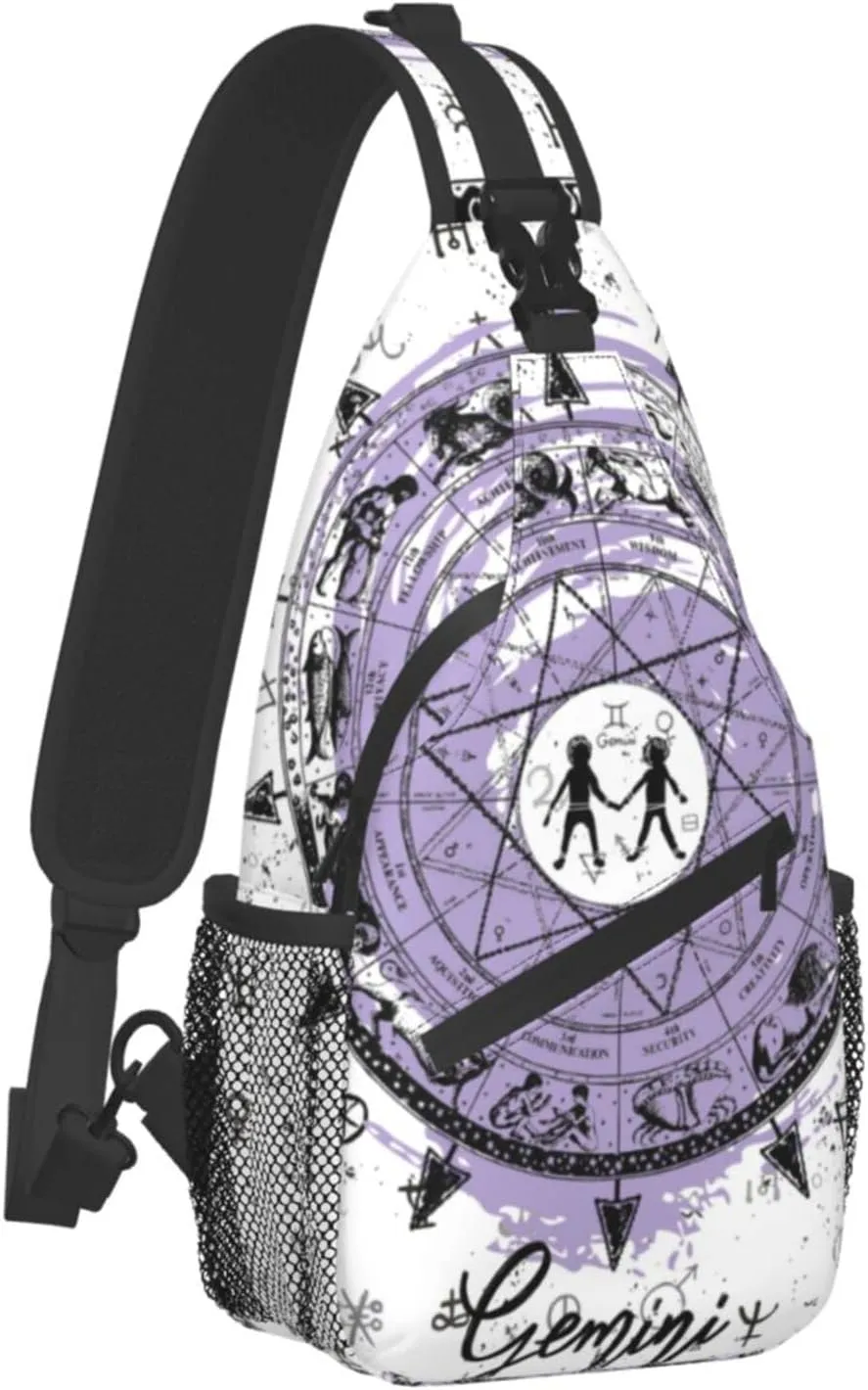 Gemini Sling Bag Personalized Constellations Chest Bag Travel Hiking Chest Bag Daypack Outdoor Sports Bag For Women Men