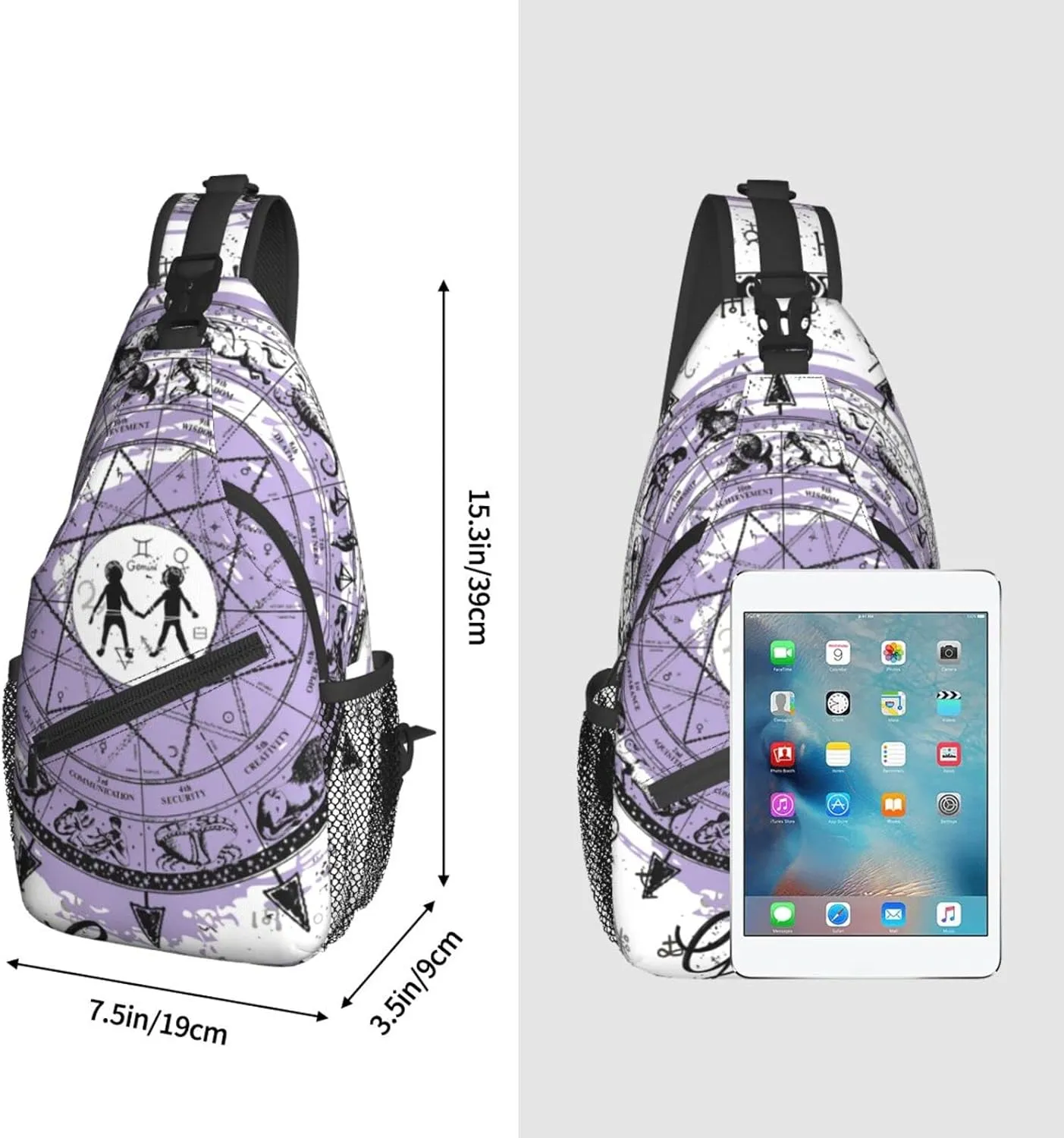 Gemini Sling Bag Personalized Constellations Chest Bag Travel Hiking Chest Bag Daypack Outdoor Sports Bag For Women Men
