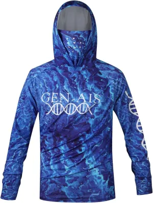 GEN-AIS GEAR Premium Fishing Hoodie Shirt with Face Mask - Ultra-Lightweight, Breathable, and Quick-Dry