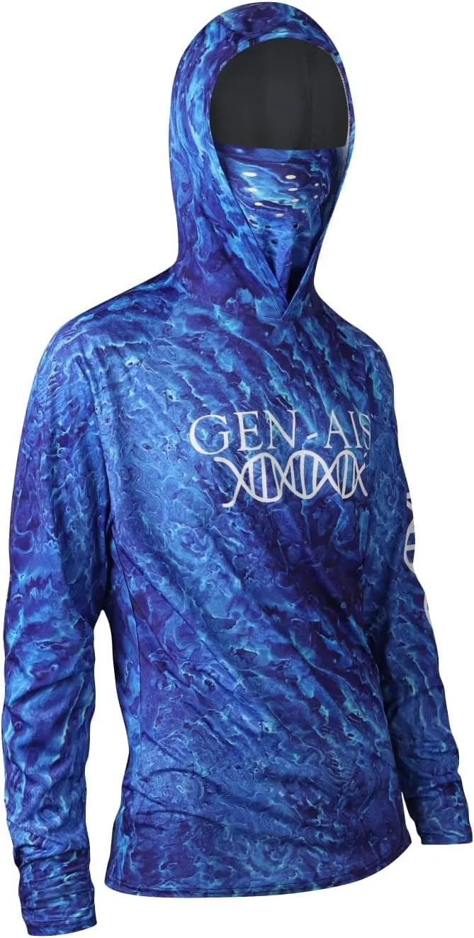 GEN-AIS GEAR Premium Fishing Hoodie Shirt with Face Mask - Ultra-Lightweight, Breathable, and Quick-Dry