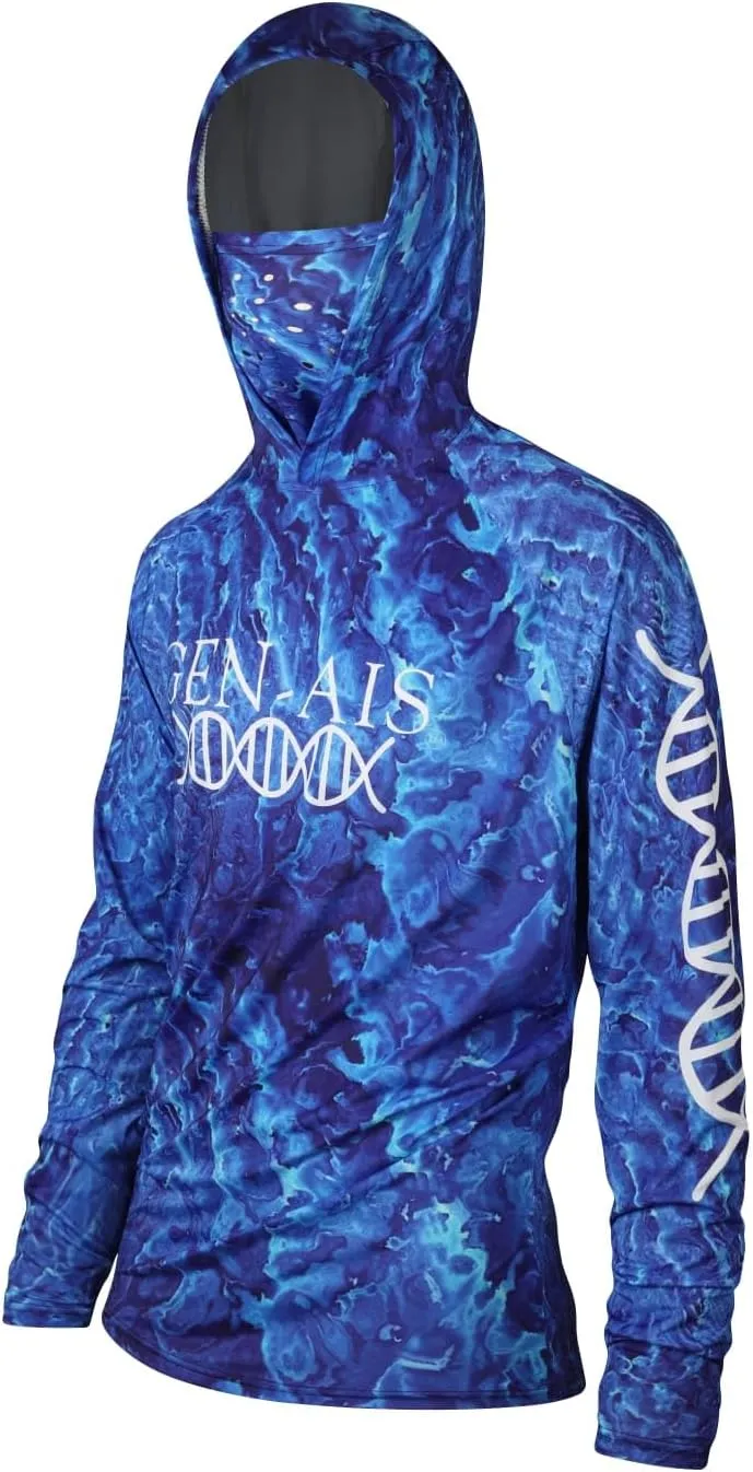GEN-AIS GEAR Premium Fishing Hoodie Shirt with Face Mask - Ultra-Lightweight, Breathable, and Quick-Dry