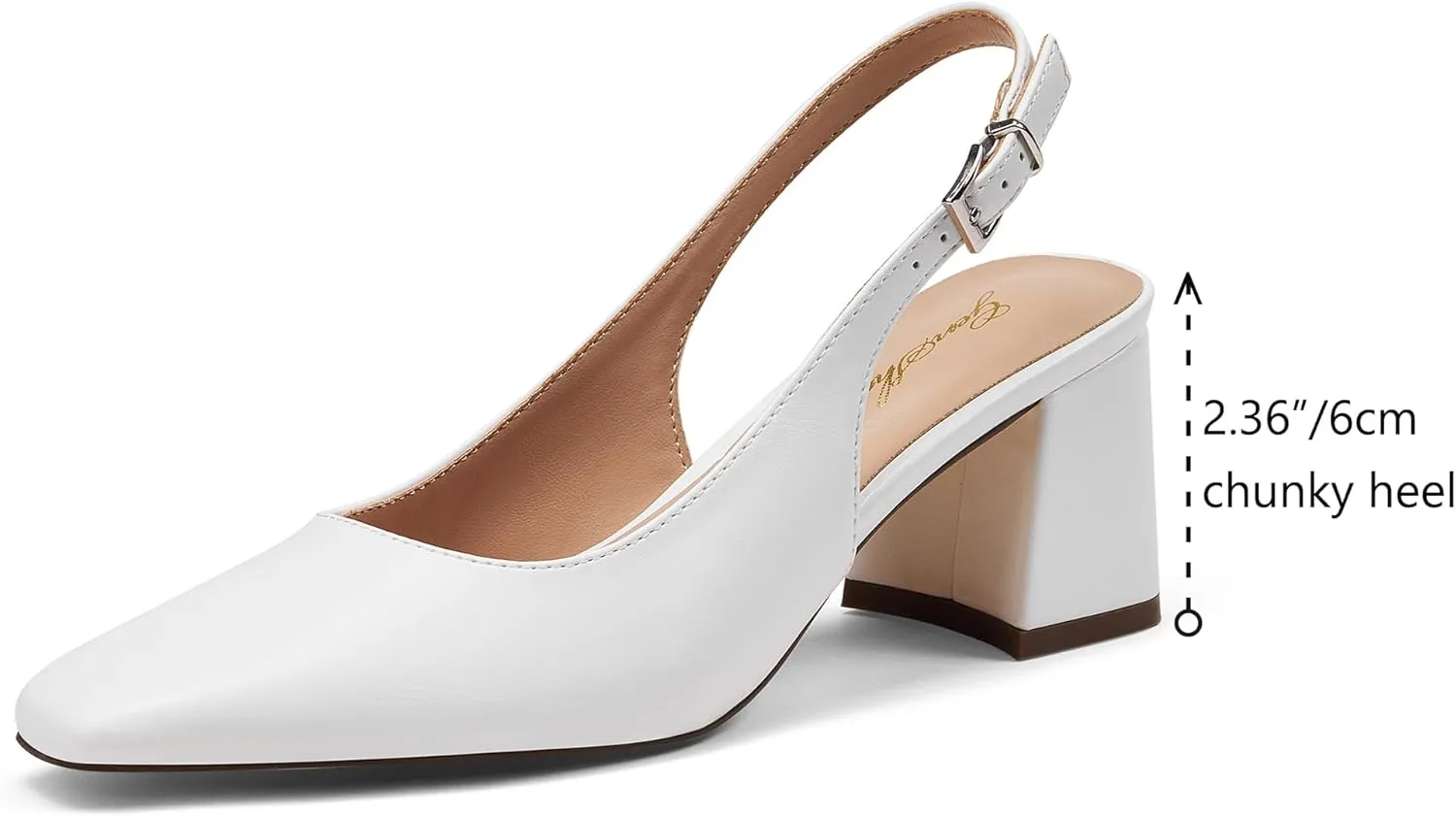 GENSHUO Slingback Heels for Women Pumps Square Closed Toe Low Chunky Block Heel Dress Pumps Comfortable Slip On Work Wedding Casual Office Shoes