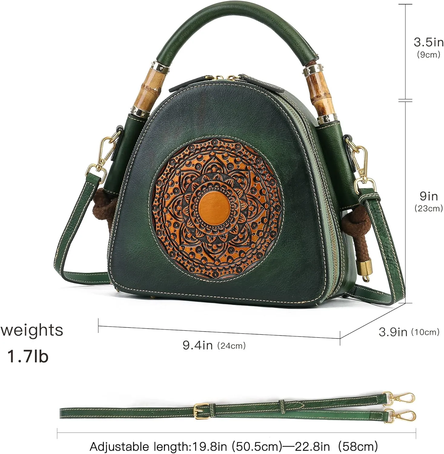 Genuine Leather Pocketbooks for Women, Retro Organizer Top Handle Satchel Totem Leather Handbag Ladies