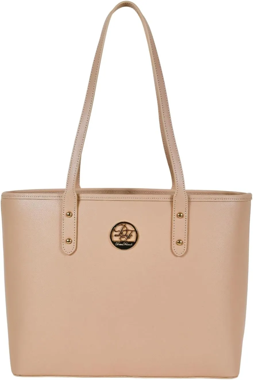 Genuine Leather Tote Bag for Women Shoulder Bag with Zipper Closure
