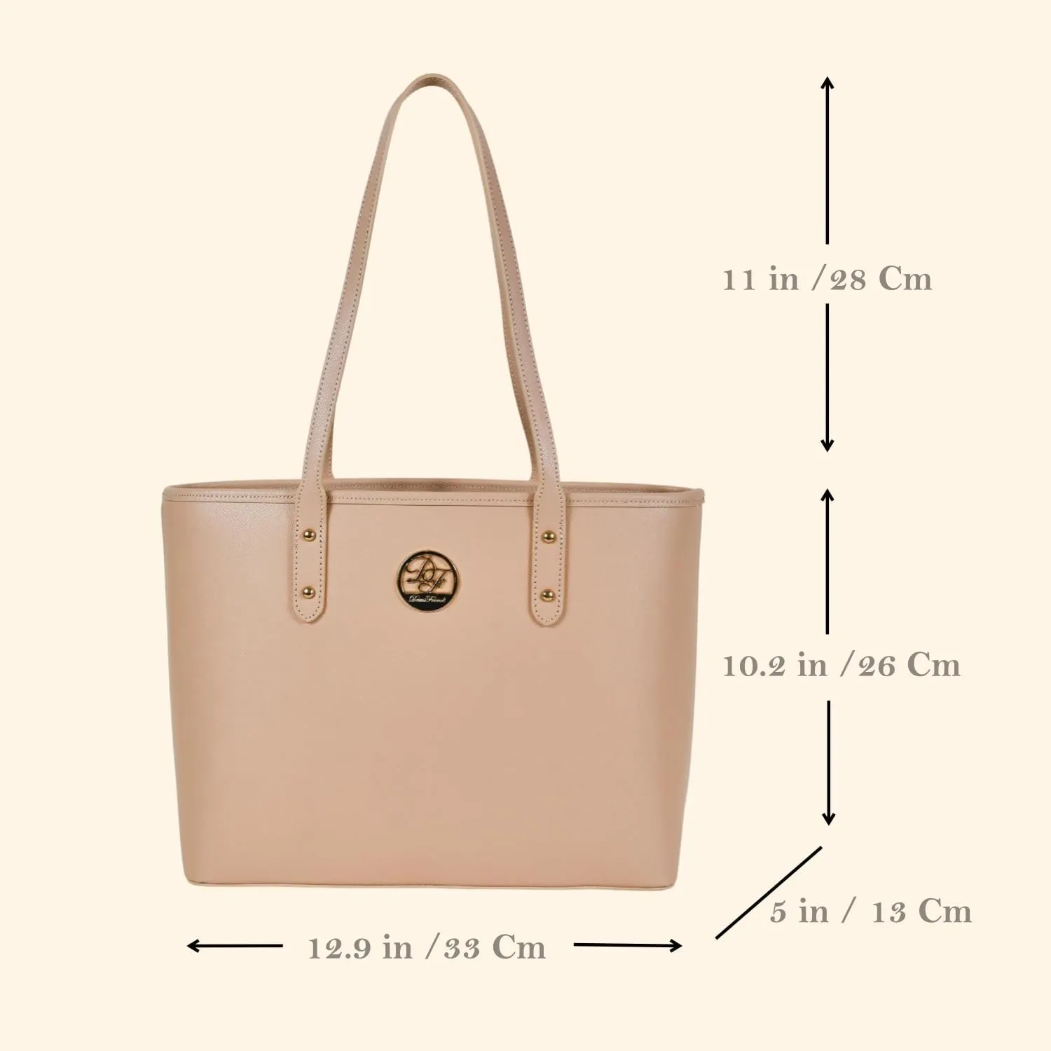 Genuine Leather Tote Bag for Women Shoulder Bag with Zipper Closure