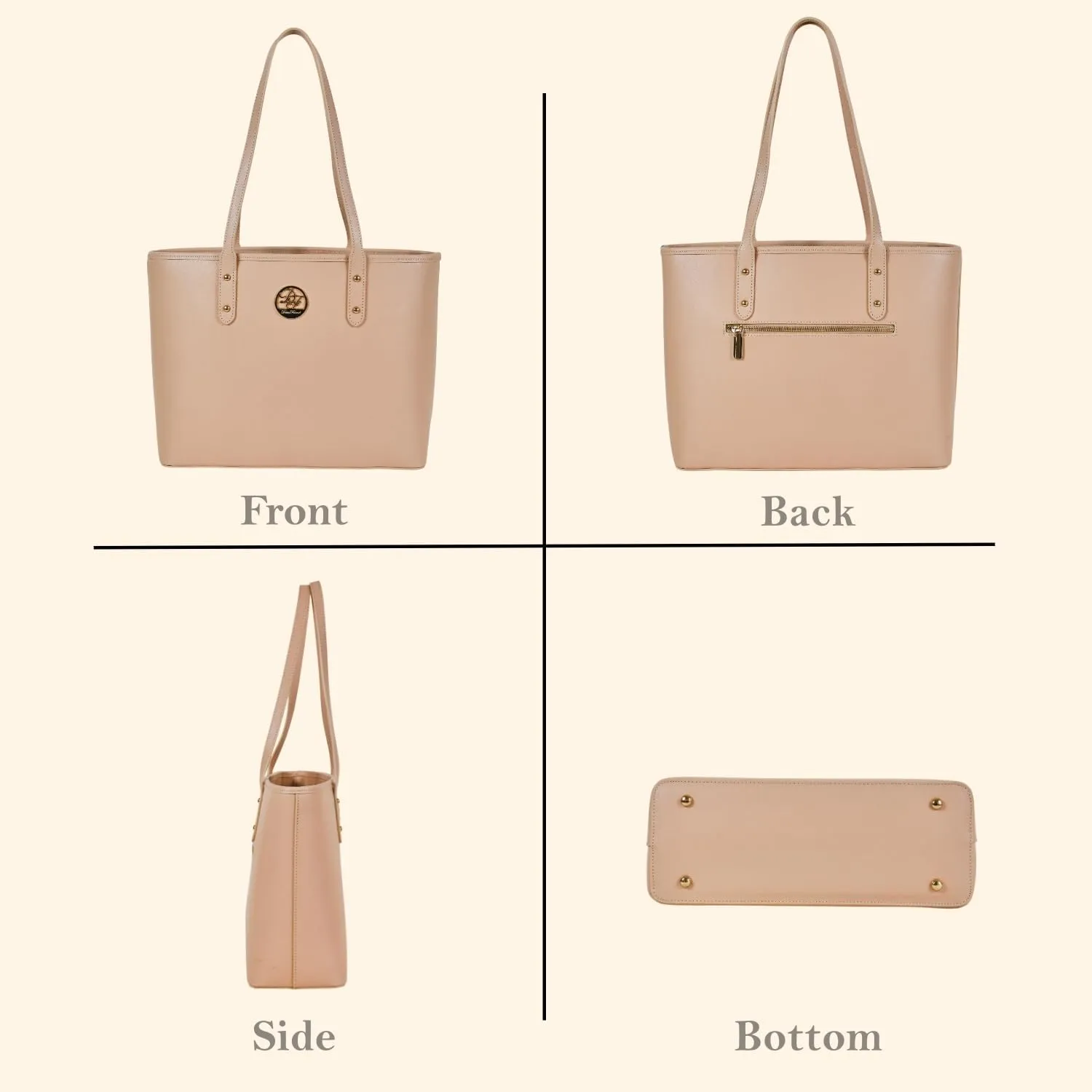 Genuine Leather Tote Bag for Women Shoulder Bag with Zipper Closure