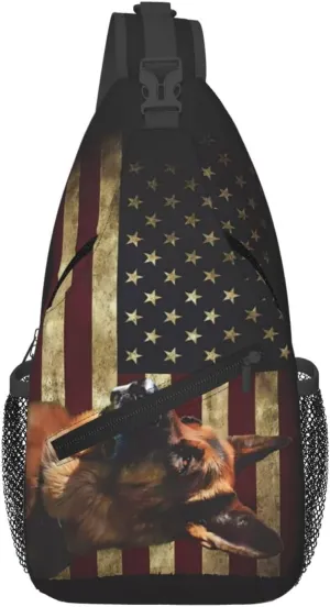 German Shepherd American Crossbody Backpack Dachshunds Dog Chest Bag Lightweight One Strap Backpack Multipurpose Travel Hiking For Men Women