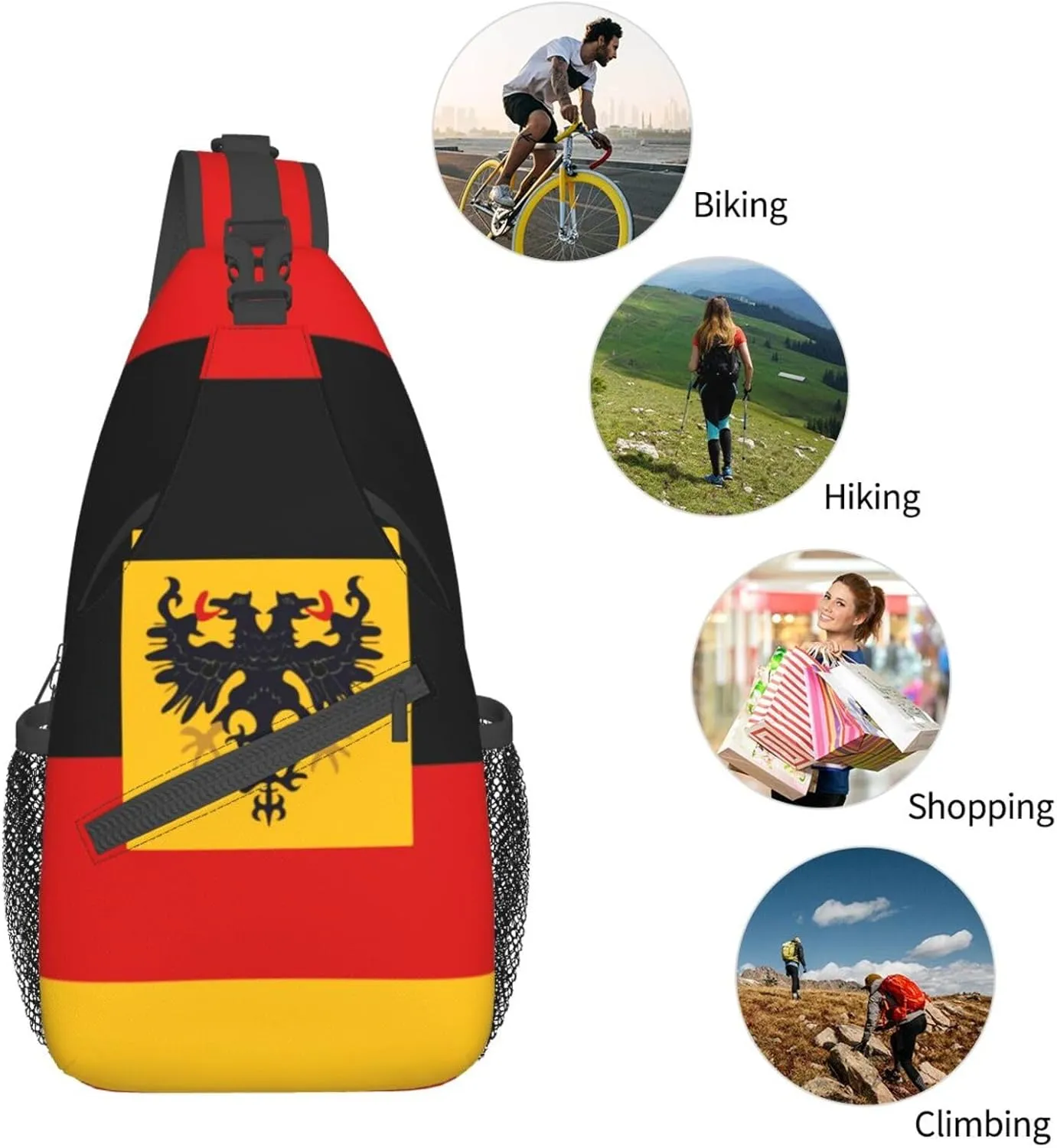 Germany Crossbody Bag German Shoulder Bag Backpack Germany Flag Sling Bag Chest Casual Daypack Bag