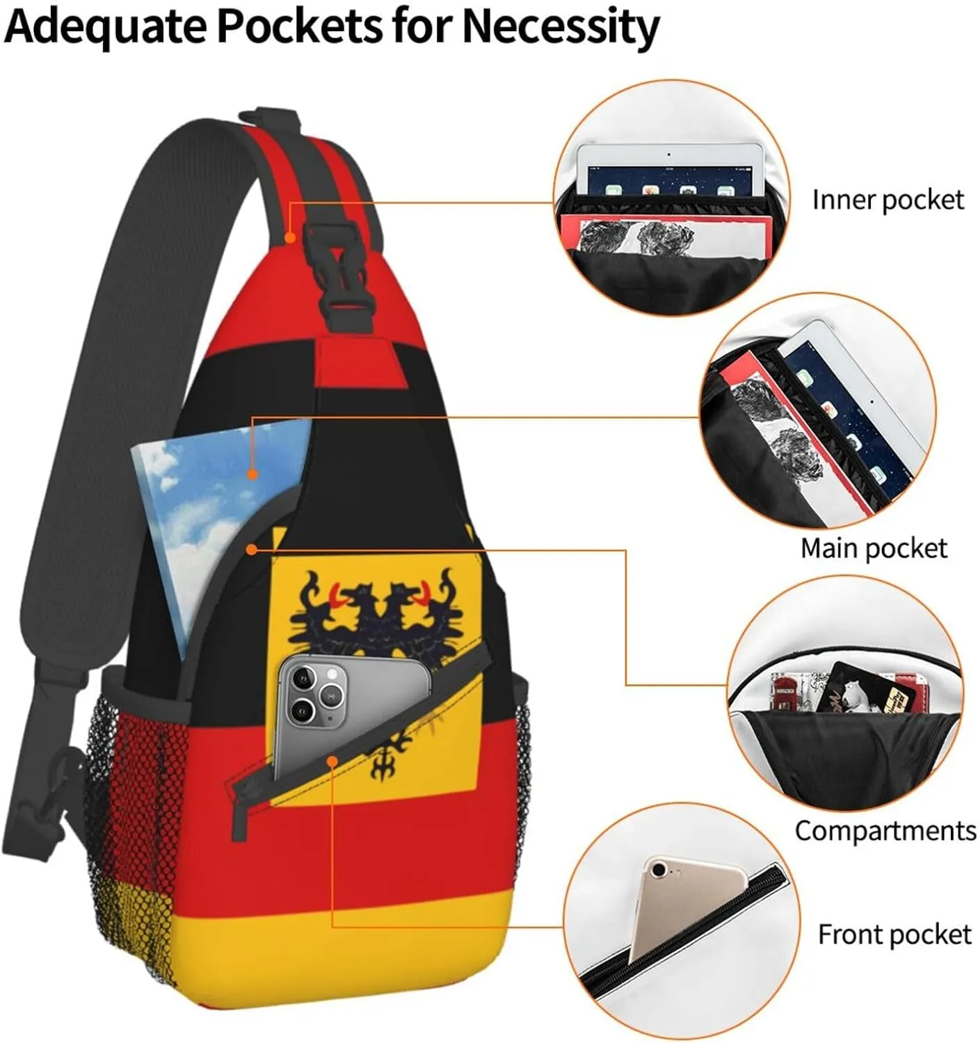 Germany Crossbody Bag German Shoulder Bag Backpack Germany Flag Sling Bag Chest Casual Daypack Bag