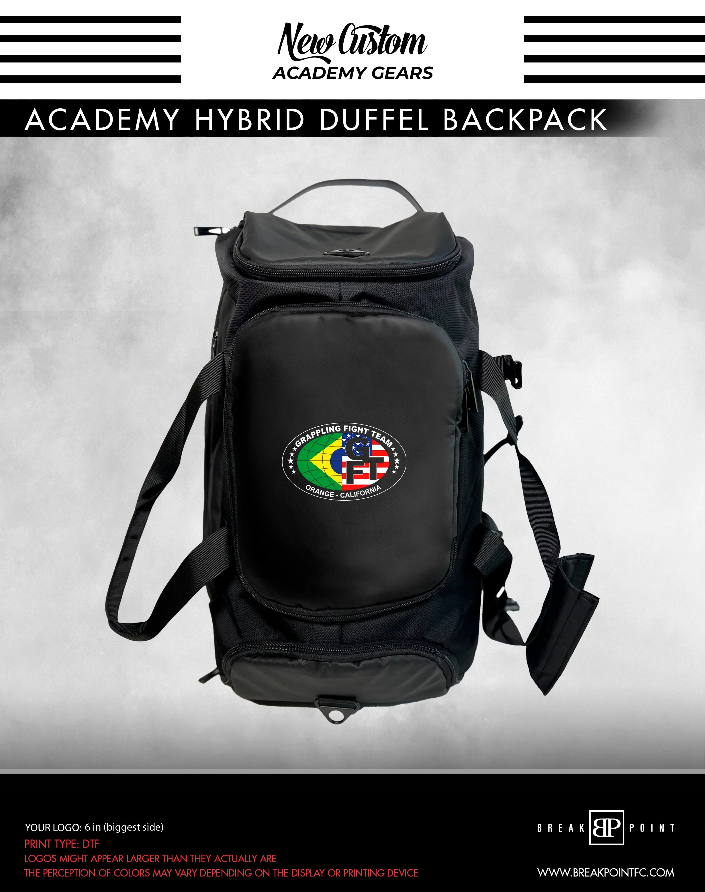 GF Team Orange Academy Hybrid Duffel Backpack #333