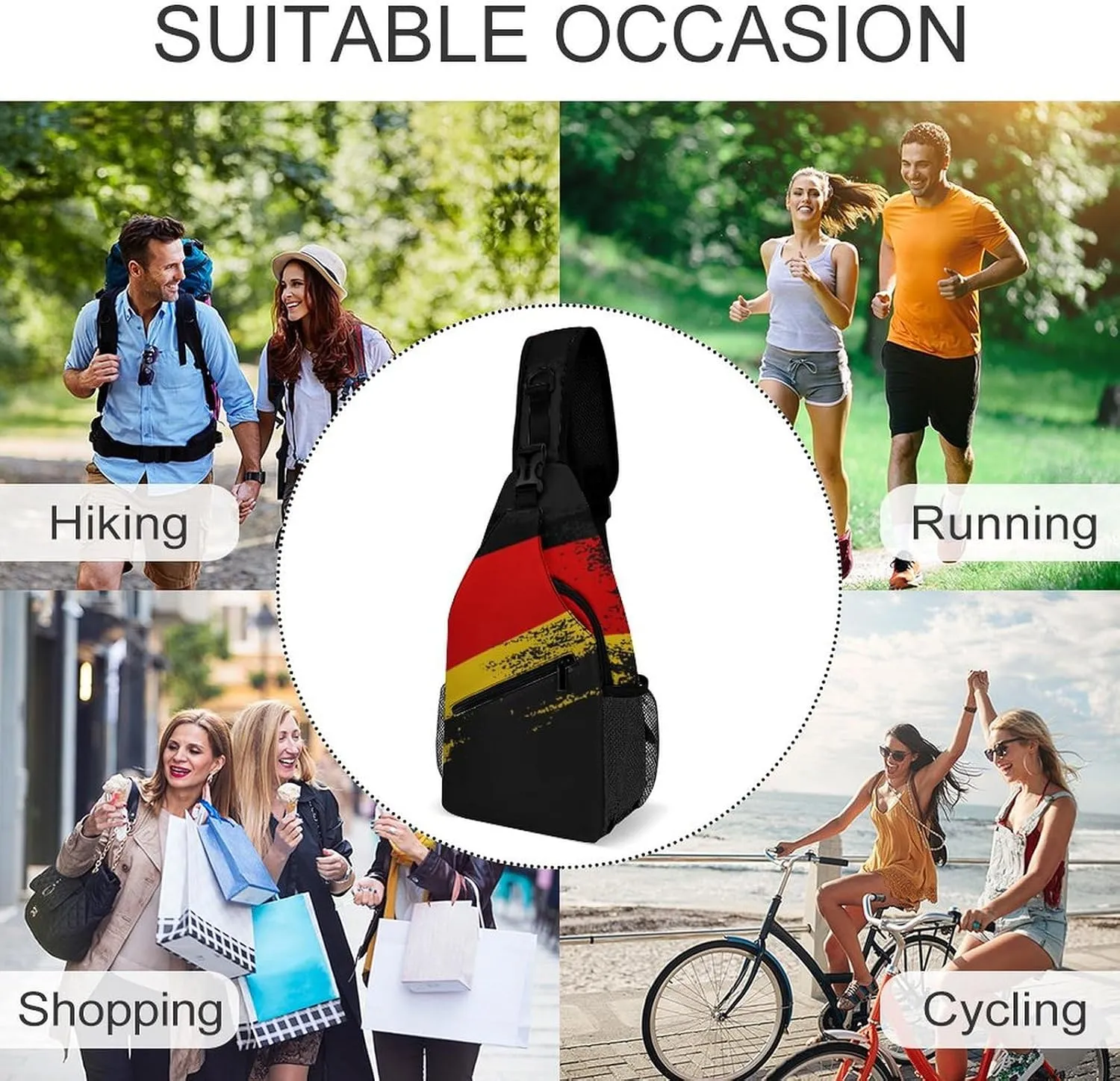 Ghana Flag Patriotic Sling Bag Crossbody Chest Bag Shoulder Bag For Travel Hiking Cycling Camping