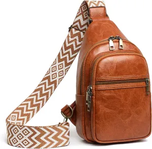 Gifts for Women Mom Christmas Gifts Birthday Small Sling Bag Leather Crossbody Fanny Packs Waist Pack for Traveling Brown