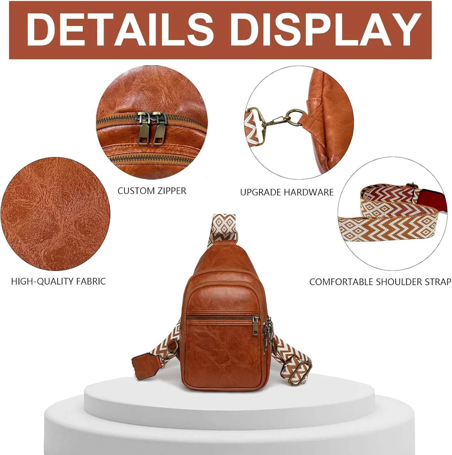 Gifts for Women Mom Christmas Gifts Birthday Small Sling Bag Leather Crossbody Fanny Packs Waist Pack for Traveling Brown