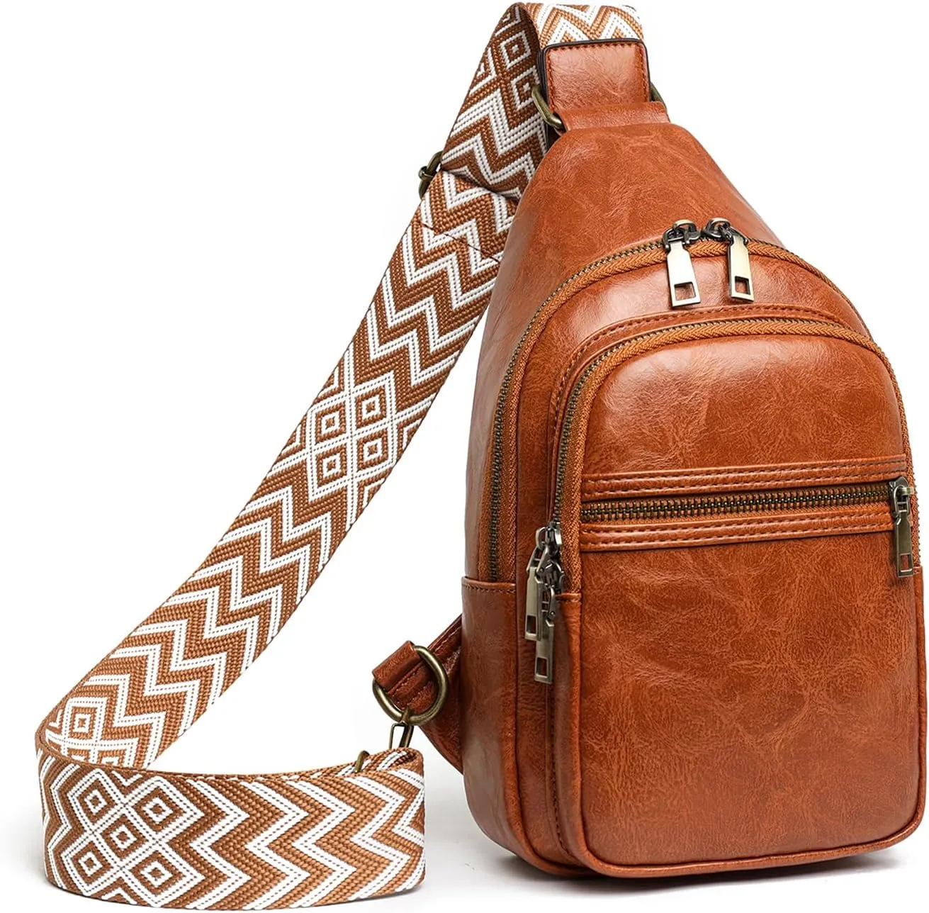 Gifts for Women Mom Christmas Gifts Birthday Small Sling Bag Leather Crossbody Fanny Packs Waist Pack for Traveling Brown