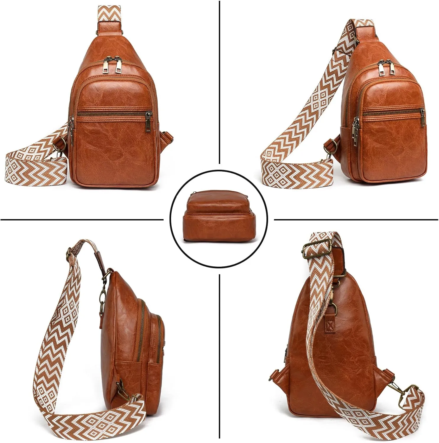Gifts for Women Mom Christmas Gifts Birthday Small Sling Bag Leather Crossbody Fanny Packs Waist Pack for Traveling Brown