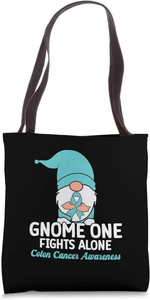 Gnome One Fights Alone Colon Cancer Awareness Tote Bag