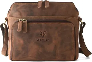 Goatter Women's Hunter Leather Casual Sling Bag Medium Coffee Brown