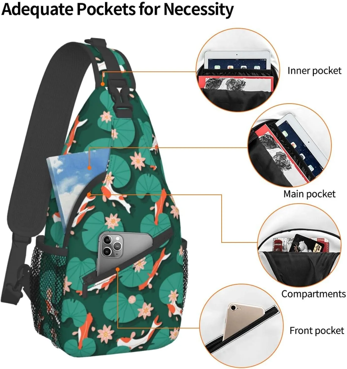 Goldfish Crossbody Bag Fish Shoulder Bag Backpack Cute Sling Bag Funny Chest Casual Daypack for Outdoor