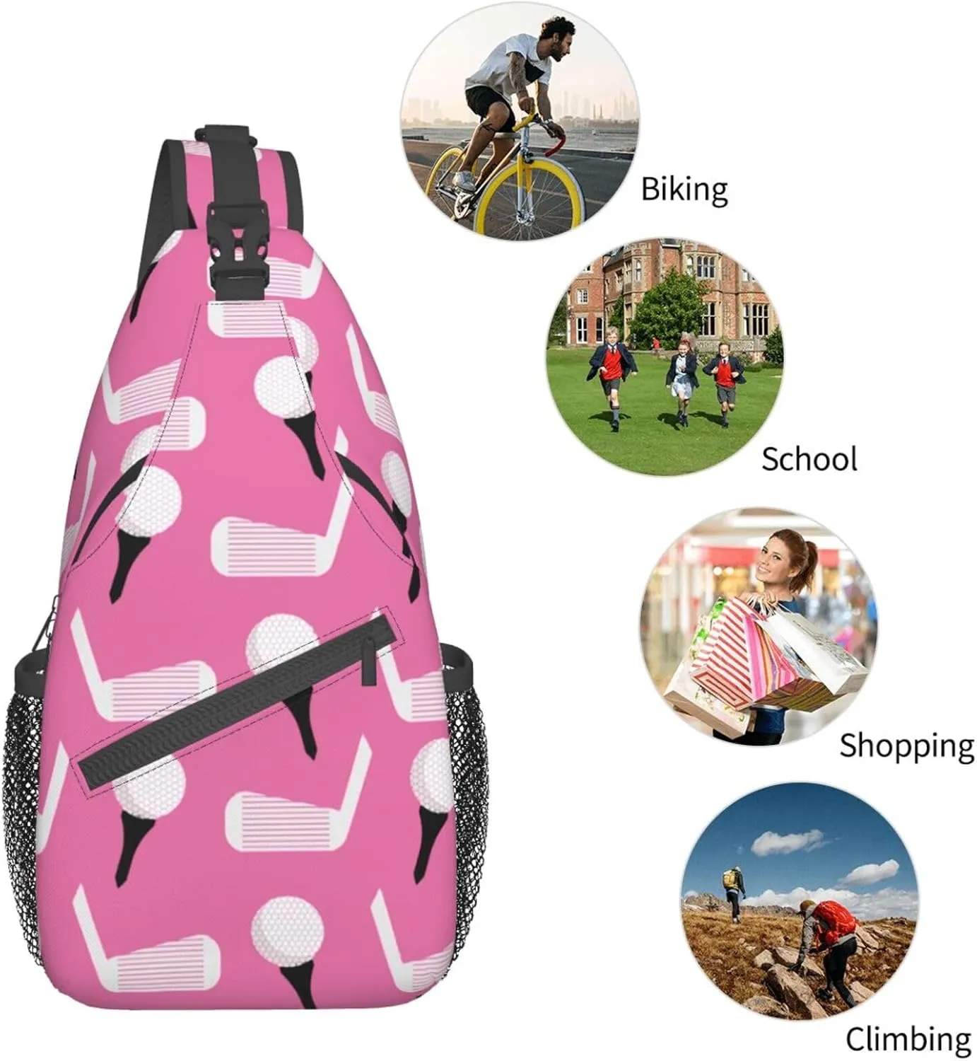 Golf Sport Crossbody Bag Golf Shoulder Bag Backpack Sport Sling Bag Chest Casual Daypack for Outdoor