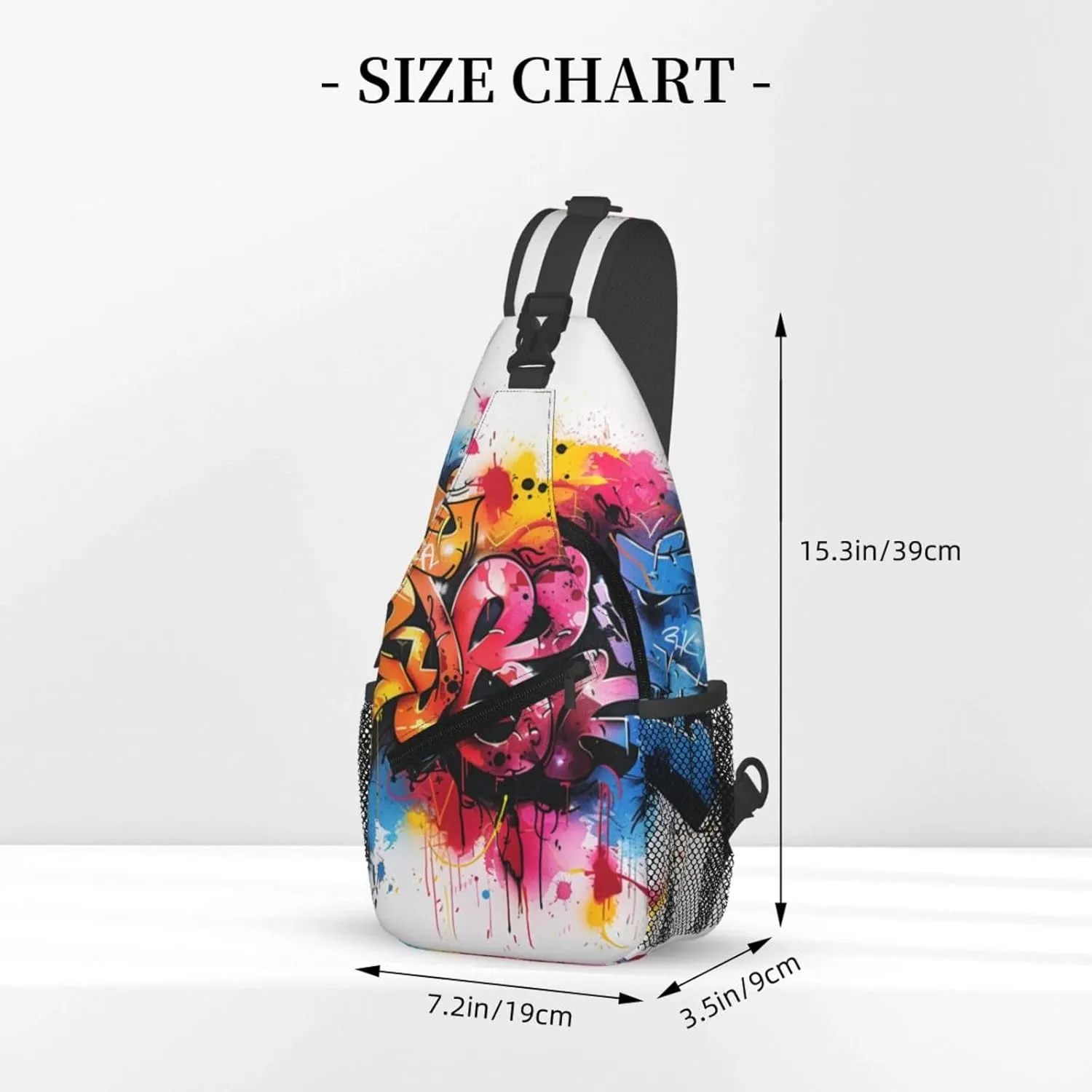 Graffiti Art Crossbody Sling Bag For Women Men Adjustable Lightweight Chest Bag Shoulder Bag Sling Backpack Casual Daypack For Sport Travel Hiking