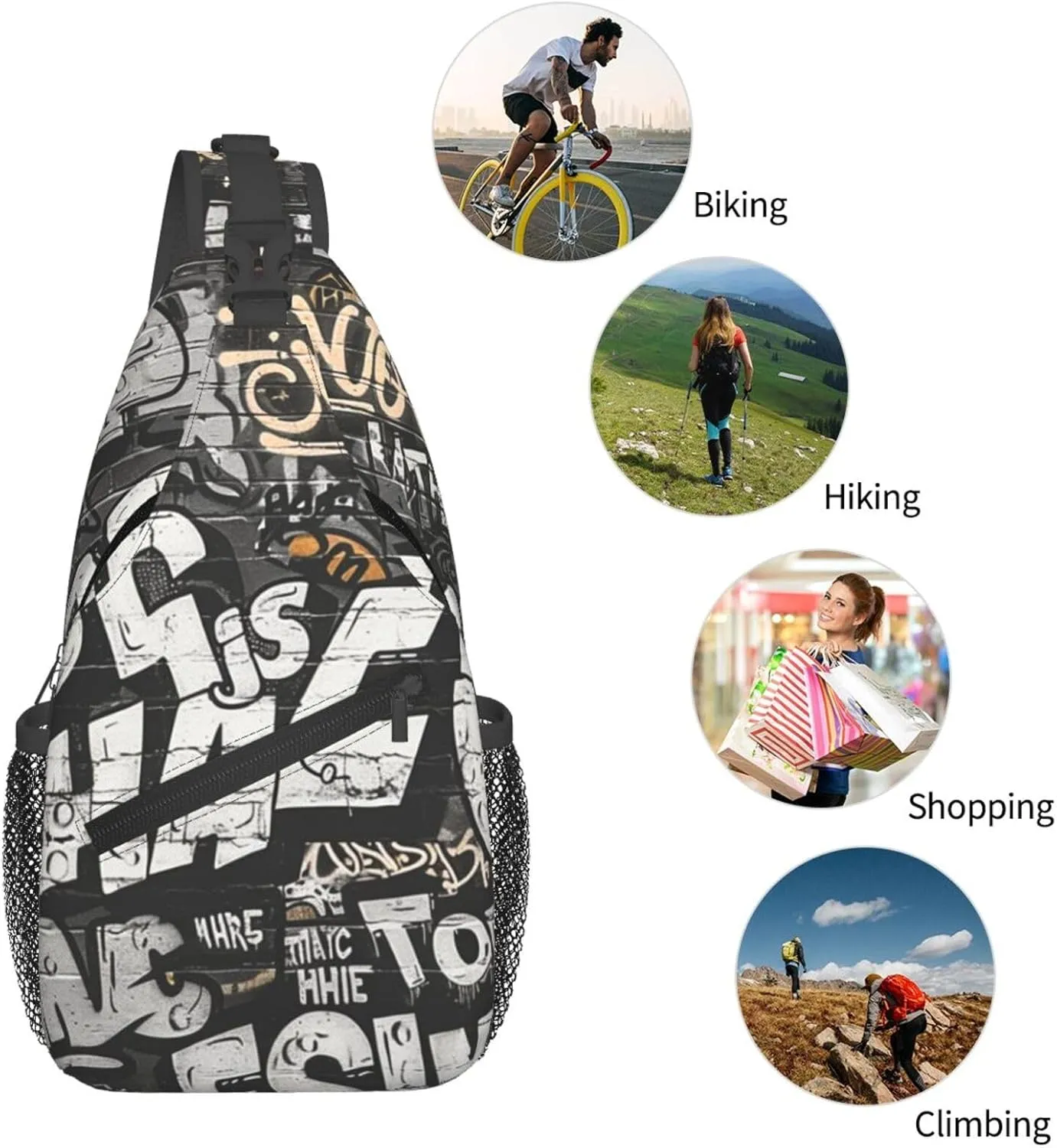 Graffiti Art Crossbody Sling Bag For Women Men Cute Chest Bag Shoulder Bag Sling Backpack Casual Sport Daypack For Travel Hiking