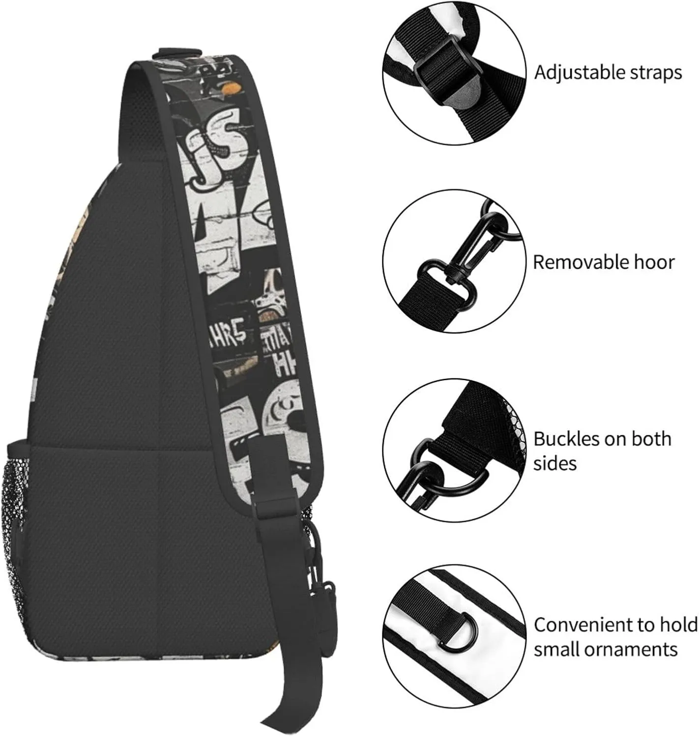 Graffiti Art Crossbody Sling Bag For Women Men Cute Chest Bag Shoulder Bag Sling Backpack Casual Sport Daypack For Travel Hiking