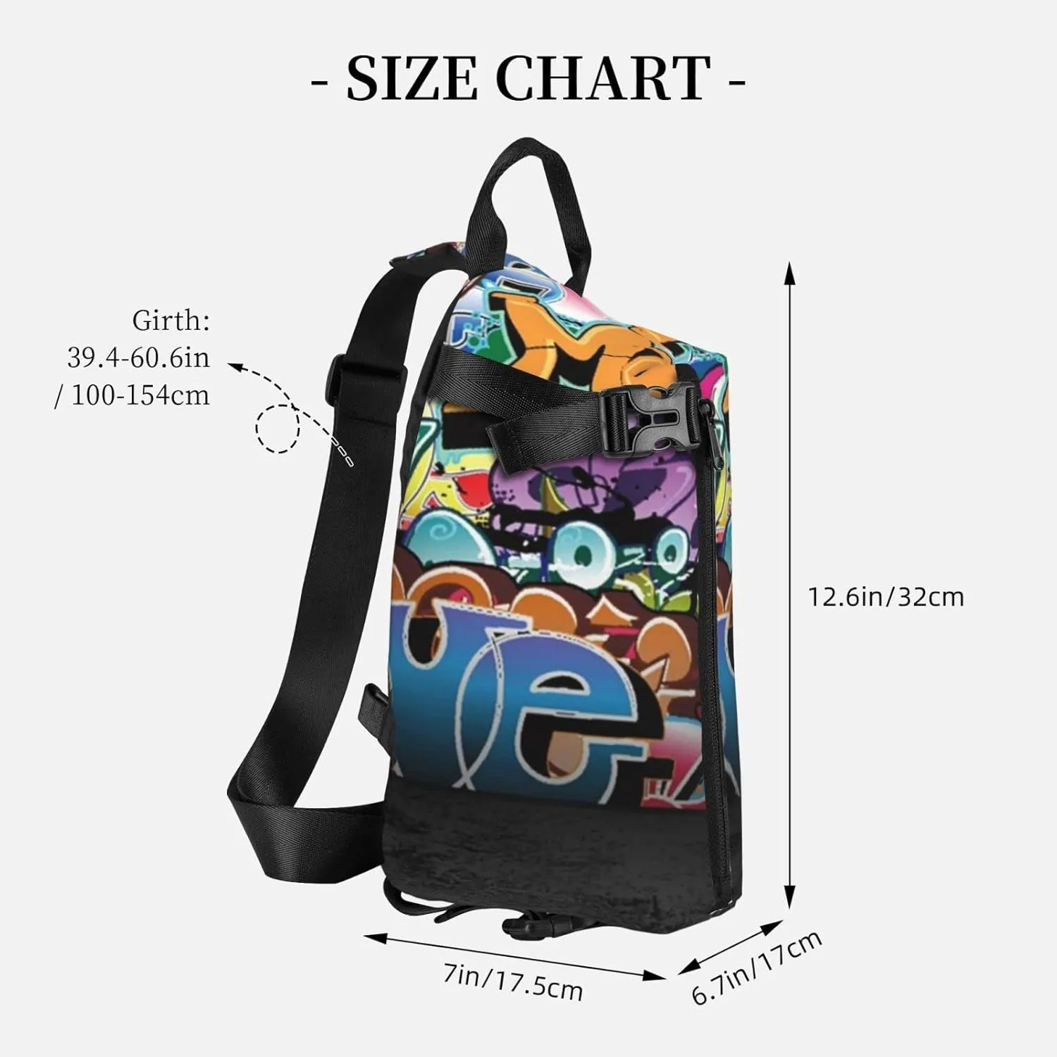 Graffiti Hip Hop Sling Bag, Crossbody Sling Backpack Shoulder Chest Bag For Women Men, Travel Hiking Daypack
