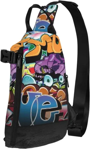 Graffiti Hip Hop Sling Bag, Crossbody Sling Backpack Shoulder Chest Bag For Women Men, Travel Hiking Daypack