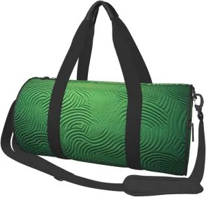 Green Curve Texture Travel Duffle Bag Carry On Weekender Overnight Bag Sport Gym Bag for Women Men Foldable Travel Duffle Round Duffle Bag for Travel Sports Gym