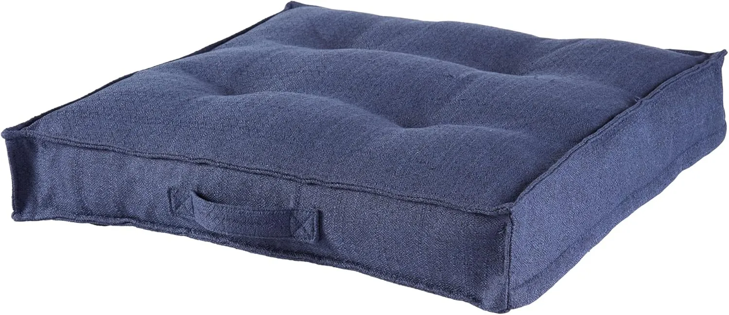 Greendale Home Fashions Square Tufted Floor Pillow with Removable Cover, Small (24"), Cobalt